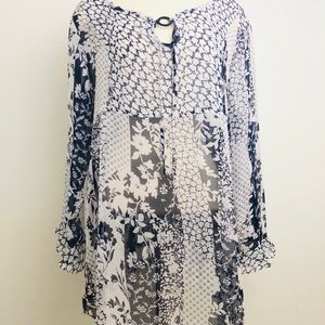 Susan Graver XL Sheer Crinkle Chiffon Tunic